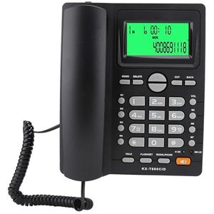Vaste telefoon, hotel- / kantoor- / huistelefoon, vaste telefoon met snoer met handsfree-functie, vaste verbinding met grote knop, snelkiesnummer, nummergeheugenfunctie, (zwart)