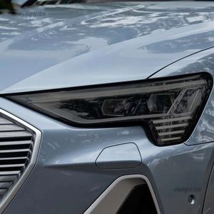 KUSQCRGA 2 stuks auto koplamp transparante film sticker zwart perfect passend voor Audi Etron 55 Quattro 2019 2020 exterieur accessoires