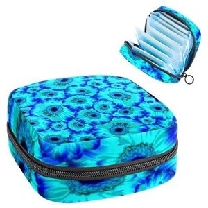 Opbergtas voor maandverband, menstruatiecup zakje, menstruatiezak, organizer voor vrouwelijke pads tampons, aquarel blauw bloemenpatroon