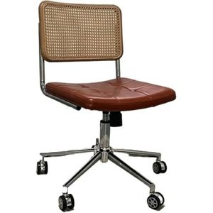 Bureaustoel Baasstoel, Ergonomische Bureaustoel, Optillen En Roteren, Computerstoel, Armleuning, Thuis Leren Rotan Stoel Roze Bureaustoel(Brown,B)