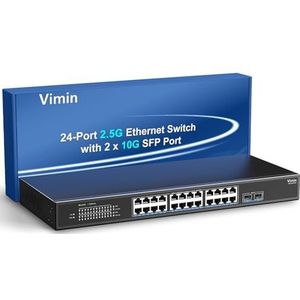 26-poorts 2,5G Unmanaged netwerk switch, 24 x 2,5 Gbase-T Ethernet-poorten, 2x 10G SFP+, 160 Gbps switching capaciteit, metalen behuizing, 19 inch rack-montage, geschikt voor 2,5 Gbps NAS, Wireless AP