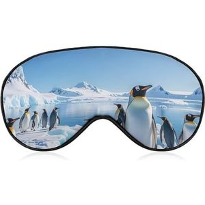 Pinguïn Antarctica ijsslaapmasker, lichtblokkerend oogmasker, comfortabel en zacht, oogbedekking met elastiek, geschikt voor mannen en vrouwen, geschikt voor reizen en slapen