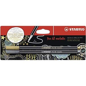 Premium Metallic Viltstift - STABILO Pen 68 metallic - 2 stuks - goud, zilver