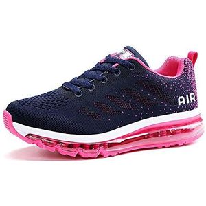 Heren Dames Schoenen Air Sportschoenen Schokabsorberende Sneakers Licht Ademend vrijetijdsschoen Luchtkussen Shoes Gym Loopschoenen Fitness Outdoor Running Wandelen Blue Pink White 37EU