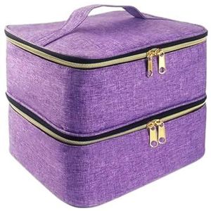 Opbergtas voor nageltassen, 2 lagen, 30 flessen, opbergtas voor nagellak, draagbare cosmetica, grote handtas, organizer met handvat voor op reis, Paars, Eén maat