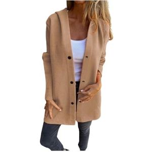 Casual single breasted jas met capuchon, dames trenchcoat middellange winter warme buitenkleding met zakken, elegante overjas dames sweatshirts en hoodies, open voorkant knoopsluiting lange jassen