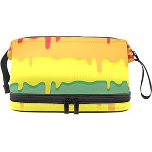 Grote capaciteit reizen cosmetische tas,Kleurrijke verf achtergrond,Make-up tas,Waterdichte make-up tas organisator, Meerkleurig, 27x15x14 cm/10.6x5.9x5.5 in