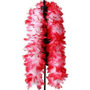 200G witte natuurlijke kalkoenveren boa pluizige kalkoenpluimen voor sjaal sjaal carnaval podiumdecoratie accessoires ambachten 2 meter-rood wit-1pcs 200g