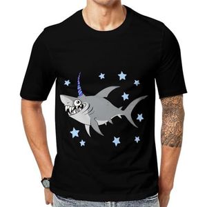 Funny Shark Star T-shirt voor heren met korte mouwen en ronde hals print casual T-shirt XL