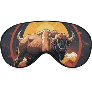 Wild American Bison Mountains slaapmasker, licht blokkerend oogmasker, comfortabel en zacht, oogbedekking met elastiek, geschikt voor mannen en vrouwen, geschikt voor reizen en slapen