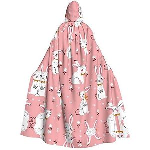 DEXNEL Schattig wit konijn volledige lengte capuchon mantel Halloween Fancy Cape Kostuums,Carnaval Fancy Dress Cosplay