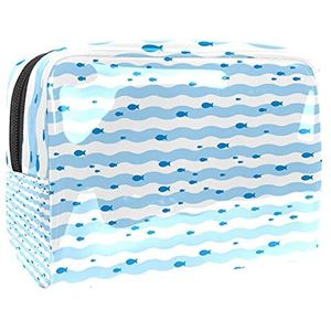 Waterdichte cosmetische tassen, abstracte golf blauwe print reizen cosmetische tassen, multifunctionele draagbare make-up tassen, reizen cosmetische tas organizer voor vrouwen