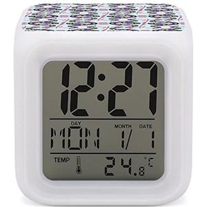 Paarse Snake Pijlen Grappige Digitale LED Kleur Verandering Wekker Cube 7 Kleuren Datum Klok Voor Slaapkamer