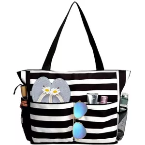 Mango gestreepte strandtas multi
