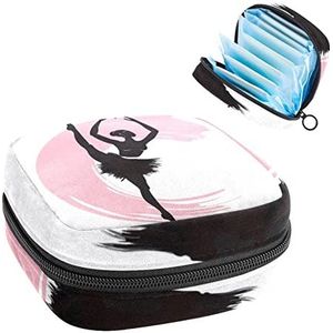 Opbergtas voor maandverband Pads, Menstruatie Cup Pouch, Periode Bag Organizer voor vrouwelijke Pads Tampons, Ballerina Ballet Girl