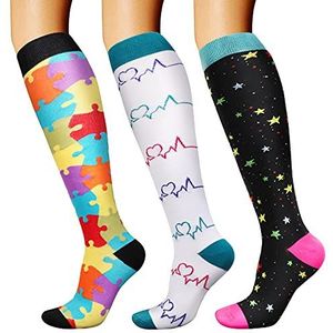 DRESHOW Compressiesokken voor Mannen & Vrouwen voor Atletiek Lopen Reizen Fietsen