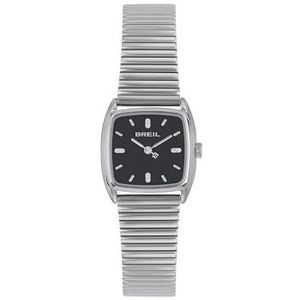 Breil Dameshorloge stijlvolle wijzerplaat effen zwart uurwerk alleen tijd - 2 kwarts lancetten en armband van zilver staal TW2050, Armband