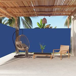 Gecheer Zijluifel, intrekbaar, uittrekbaar, met 2 panelen, blauw, 180 x 600 cm, zonnezeil voor buiten, zonnezeil voor terras, inkijkbescherming voor buiten, zonnezeil voor balkon, terras