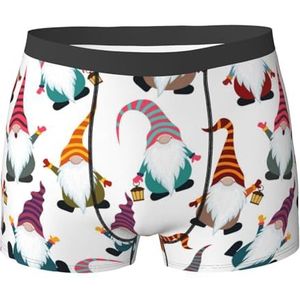 ZJYAGZX Xmas grappige kabouters print heren boxerslips - comfortabele ondergoed trunks, ademend vochtafvoerend, Zwart, M