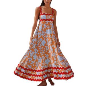HHuiXinXue Dames zomer casual jurken strand elegante maxi-jurken jarretel riem mouwloze strandjurk, kleur-4, XL