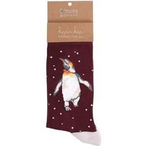 Wrendale Designs Kerstsokken - XSOCKM006 - heren - Christmas King, Pinguïn, rood, 1 paar, maat: 41-46, rood, 41/46 EU