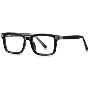 moomoobird Vierkante Bril voor Vrouwen Mannen Trendy TR90 Frame Acetaat Tempel Mode Bril Frame, Zwart met helder