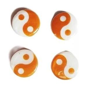 15 stuks 8 mm 11 mm 15 mm dubbelzijdig Tai Chi Bagua schelp kralen DIY ronde roddel Yin Yang hanger schelp kraal voor sieraden maken-oranje wit-15 mm 15 stuks