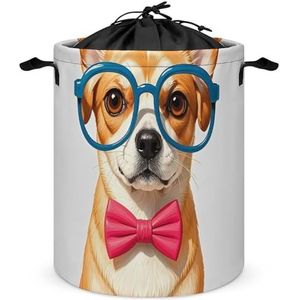 Wasmand voor vrouwen waterdichte vrijstaande wasmand huisdier hond zachte vlinderdas, oversized bril opvouwbare hoge kledingmand voor badkamer slaapkamer wasruimte