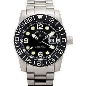 Zeno Watch Basel herenhorloge analoog kwarts met roestvrij stalen armband 6349Q-GMT-a1M