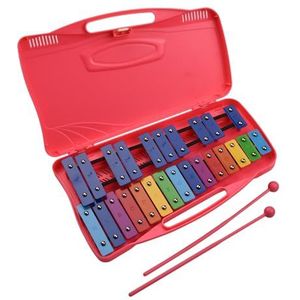 25 Notities Glockenspiel Xylofoon Hand Klop Percussie Ritme Muziek Educatief Hulpmiddel Met Case 2 Hamers (Color : Pink)