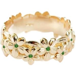 Charme Vrouwen Mode Goud Zilver Rose Goud Kleur Bloem Geometrie Groene Stenen Ringen voor Vrouwen Bruiloft Verloving Sieraden-6-Goud