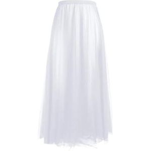 UBOHUZ Chiffon balletdansrok voor dames en volwassenen, lang, 2 lagen, mesh voor dames, Witte Rok, M