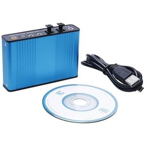 Geluidskaart, 6-kanaals externe geluidskaart, USB 2.0, externe 5.1 surround sound, optische S/PDIF audio-geluidskaart, adapter voor pc, laptop (blauw)