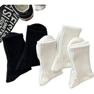 RKYNOOZX Sokken 5 Pairs Cool Mannen Zwart Wit Warm Sokken Set Herfst Winter Mannelijke Effen Kleur Sport Korte Sokken Voor Mannen