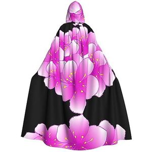 GAGALU Halloween Hooded Robe Mantel Roze Bloem Gedrukt Cosplay Kostuum Kerst Heks Vampier Mantel Voor Vrouwen Mannen