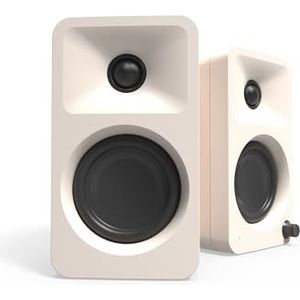 Kanto ORA 100W Powered Bi-amp Reference Desktop Computer Speakers w/Bluetooth 5.0 & USB-C | 100 Hz Crossover | Reference Quality Sound | Pair | Cream