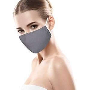 PRECORN Mond- en neusmasker mond- en neusmasker in grijs, mondbescherming, masker, 3-laags, herbruikbaar, 100% katoen
