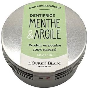Munt & Klei Tandpasta Poeder - 60 g - Natuurlijke Whitening en Remineraliserende Verzorging - L'Oursin Blanc