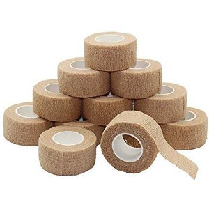 Fuluning, 12-pack, 2 ""x 5 yards, zelf-aanhankelijke samenhangende tape, sportverband sterke sporttape voor pols, enkelverstuikingen en zwelling, zelfklevende bandage rollen, blauwe kleur