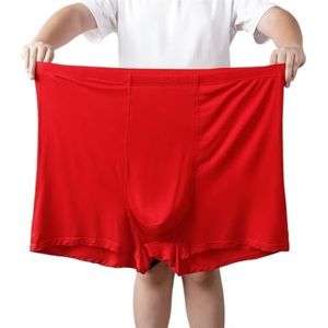 Plus Size 2XL-13XL Heren Hoge Taille Boxer Briefs Modal Katoen Zachte Stretch Ondergoed Senioren Losse Comfort Slipje(Color:Red,Size:12XL)