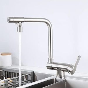 3 Way Kitchen Taps Mixer Kitchen Drinking Taps Sink Mixer Cold And Hot Water Kitchen Mixer Filter Tap Sink Mixer For Window Installation Black Single Mode,Brushed,single Mode