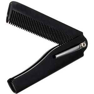 Mannen Vouwen Pocket Clip Plastic Draagbare Hoofd Baard Kammen Zakelijke Reizen Lichtgewicht Kam, Zwart+Goud, 1 ST