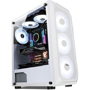 Mid-tower ATX, Micro-ATX, Mini-ITX Gamingbehuizing, Zijpaneel Van Gehard Glas, 1 USB3.0, 2 USB 2.0, Ondersteunt Waterkoeling En Kan Worden Geïnstalleerd Met 8 Ventilatoren(White)