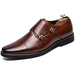 Heren Loafers Mode Zakelijk Casual Formeel Werkschoenen Instappers Oxford,Bruin,38 EU