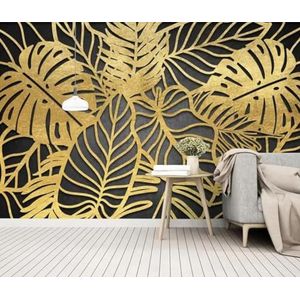 Gepersonaliseerde Kunst Gouden Lijn Bladeren 3D Behang Mobili Kantoor Woonkamer Bank Sofa Slaapkamer TV Achtergrond Muur Decoratie-250cm×170cm