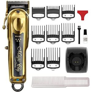 Wahl 5 Star Magic Clip draadloze gouden tondeuse, professionele tondeuseset, tondeuse voor stompe sneden, instelbare kegelhendel, crunchlemmet, draadloos, licht
