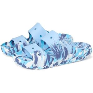 Crocs Unisex Classic Gemarmerde Sandaal V2, Blauw Calciet Multi, 43/44 EU