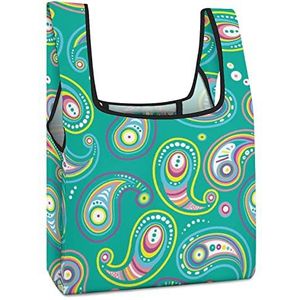 Groene Paisley het Winkelen Zakken Opvouwbare Tote Bag Boodschappentassen Reizen Opbergtas Pouch Met Handvatten