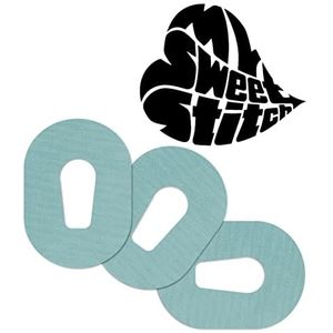 MySweetStitch | Pleister voor de Dexcom G6 Sensor | waterdicht, ademend en huidvriendelijk (10 stuk) | Made in Germany | Buiten Ø 70 x55mm | Ijsblauw