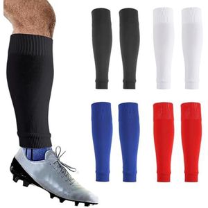 4 pcs Kuitcompressiekousen,Voetloze Compressiekousen,Kuitbandage, Kuitcompressie,Compressiesokken Zonder Voet, Voor Sport, Hardlopen, Fietsen, Gym, Tennis（Wit, zwart, rood, koningsblauw）